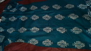 New Teal Leaf Print Kurta Set