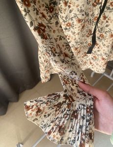 Floral Print Blouse with Tie bow