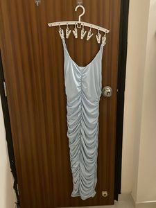 Light Blue Ruched Midi Dress