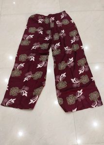 Maroon Floral Print Palazzo 2 piece set