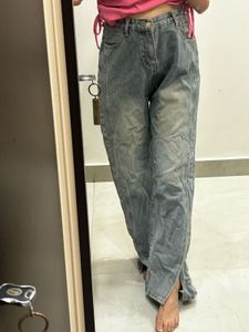 Light Wash Split Hem Jeans