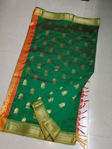 Green 💚 Pattu Saree With Blouse