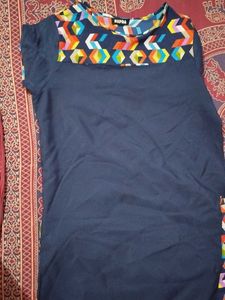 Stylish Blue Kurti with Geometric Detail
