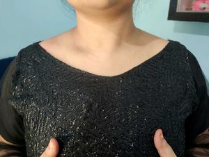 Black Embellished Kurta Set