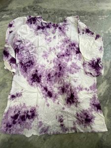 Purple Tie-Dye Embroidered Kurta