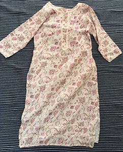 Floral Print Kurta with Lace Detail