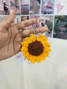 Crocheted Sunflower Keychain
