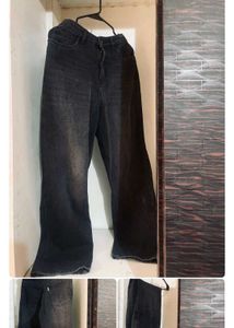 Black Wide-Leg Denim Jeans