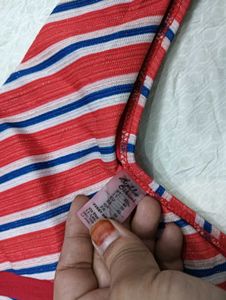 Red, White &amp; Blue Striped Bikini Bottom 🤎