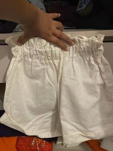 White Paperbag Waist Shorts