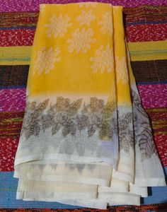 Beautiful Yellow Saree with Floral Print