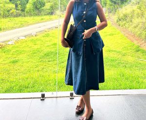 Denim Dress Which Comes In Waist Coat And Skirt