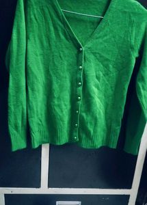 Green Knit cardigan Sweater