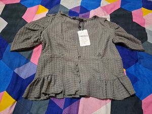 Shein Chic Gray Peplum Top