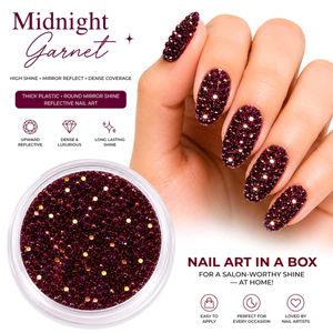 Midnight Garnet Purple Nail Art Mirror Rhinestones