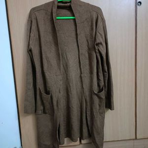 Women's Brown Longline Cardigan