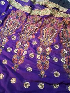 Elegant Purple Embroidered Saree