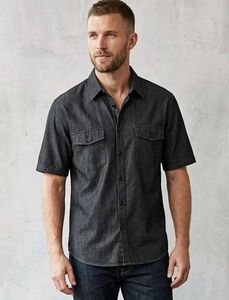 Men's Short Sleeve Denim Shirt