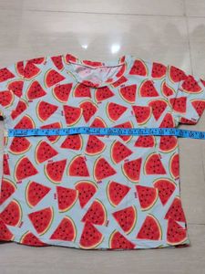 Beach Watermelon Print cropped T-Shirt