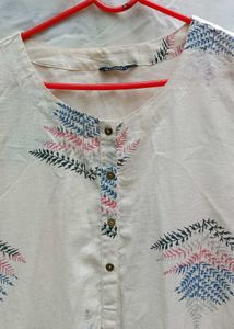 Vintage Fern Print Cotton Kurta