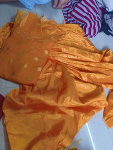 yellow banarasi Kurta Set with Dupatta