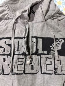 Grey Soul Rebel Cropped Hoodie