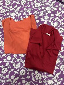 Red and Rust set of 2 tops from Thailand