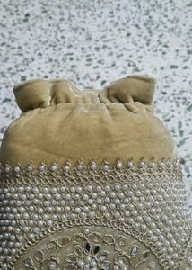 Elegant Pearl Embellished Drawstring Potli Bag