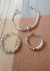 Set of 3 Silver Tone Bracelets