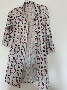 White Printed Long Top