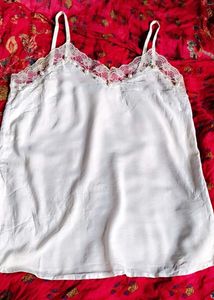 Elegant White Lace Trim Cami Top