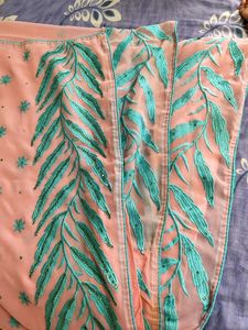 Elegant embroidery light pink fancy saree &amp; Blouse