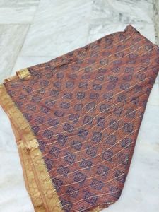 Golden Silk Thread Work Saree