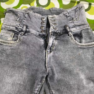 High Waisted Acid Wash Jeans
