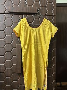 Yellow Embroidered Kurti with leggings