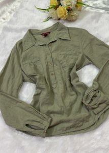 Chic Olive Green Long Sleeve Shirt