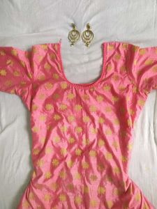 Handstitched Pink Kurta made by Saree✨️