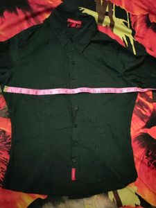 .Black Crushed Cotton Shirt