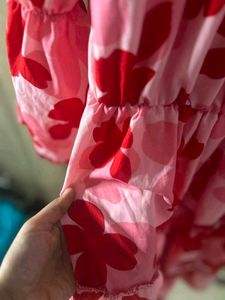 L Chic Pink Floral Ruffle Dress