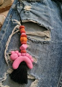 🎨🌟 Vibrant Handmade Clay Tassel Charm 🎨