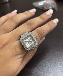 Women's Ring Watch with Rhinestones