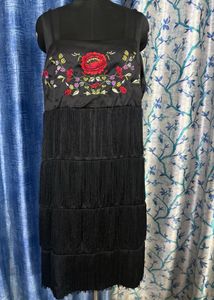 Black Fringed Flapper Dress