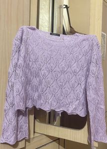 Cropped Lace Knit Sweater