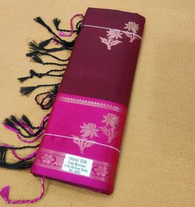 Maroon & Pink Malai Silk Allover Boota Saree