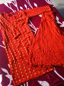 Red Printed Kurta and Palazzo Set