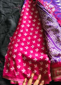 Vibrant Purple &amp; Pink Silk Saree