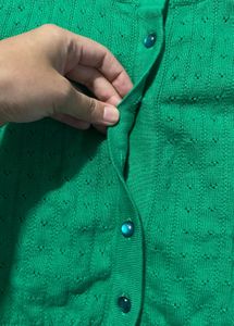 Emerald Crop Green Knit Cardigan