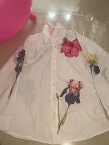 White Floral Print Shirt