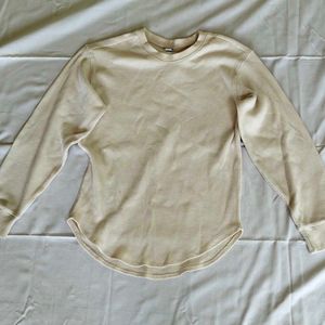 Cream Waffle Knit Long Sleeve Top