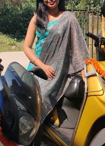 Sparkly Grey Dupatta with Fringe
